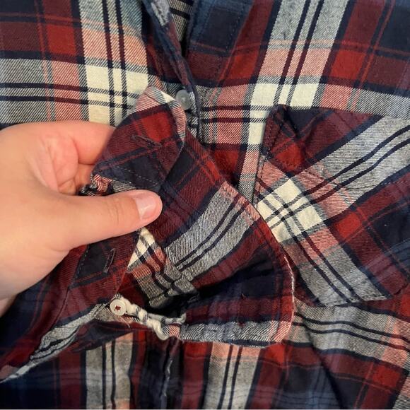 H&M LOGG Regular Fit Plaid Button Down Shirt Size 4 Shacket - Picture 3 of 6